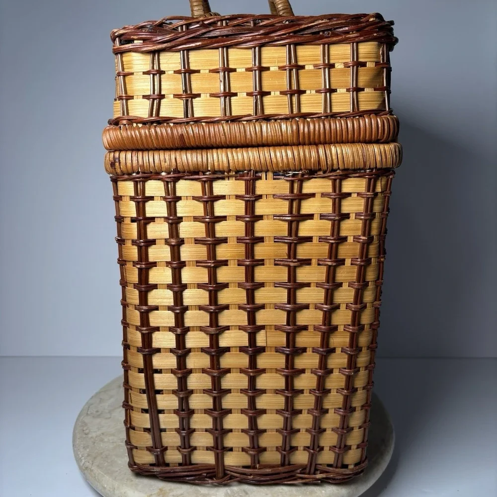 Pierre Cardin Polished Wicker Picnic Basket Vintage 1994  7.5 in x‎ 13 in
